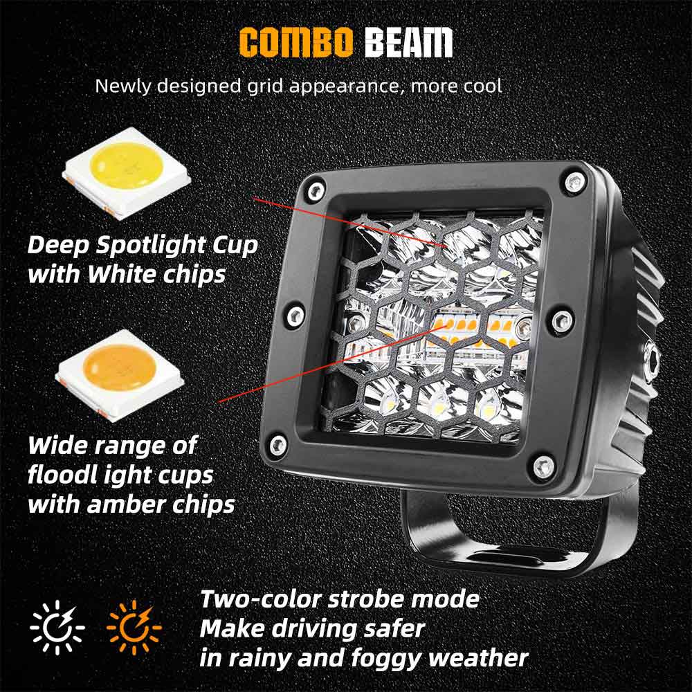 COLIGHT SS6 Series 3inch White Amber Strobe 24W Ditch Light Pods