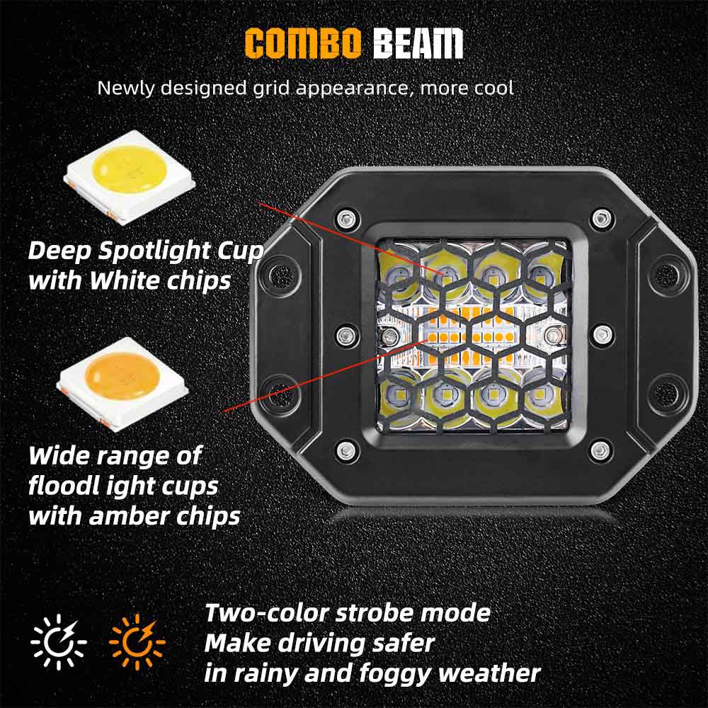 COLIGHT SS6 Series 3inch White Amber Strobe 24W Ditch Light Pods