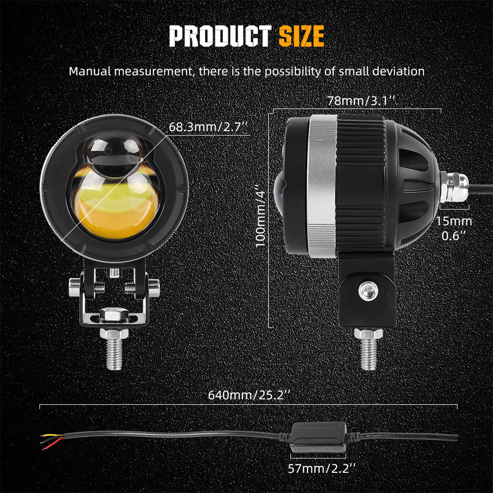 COLIGHT® 3inch White&Yellow Hi-Low Beam DB-M Series Motorcycle Auxilary Fog lights