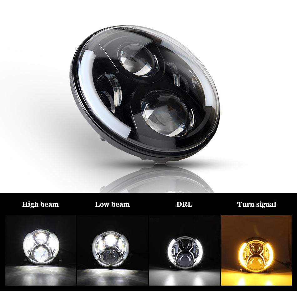 Colight 7" Amber/White DRL Dual Beam LED Headlight 