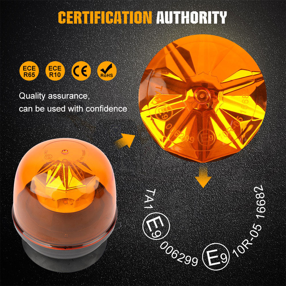 Portable Amber Flashing Beacon Light - Rechargeable Wireless, Magnetic