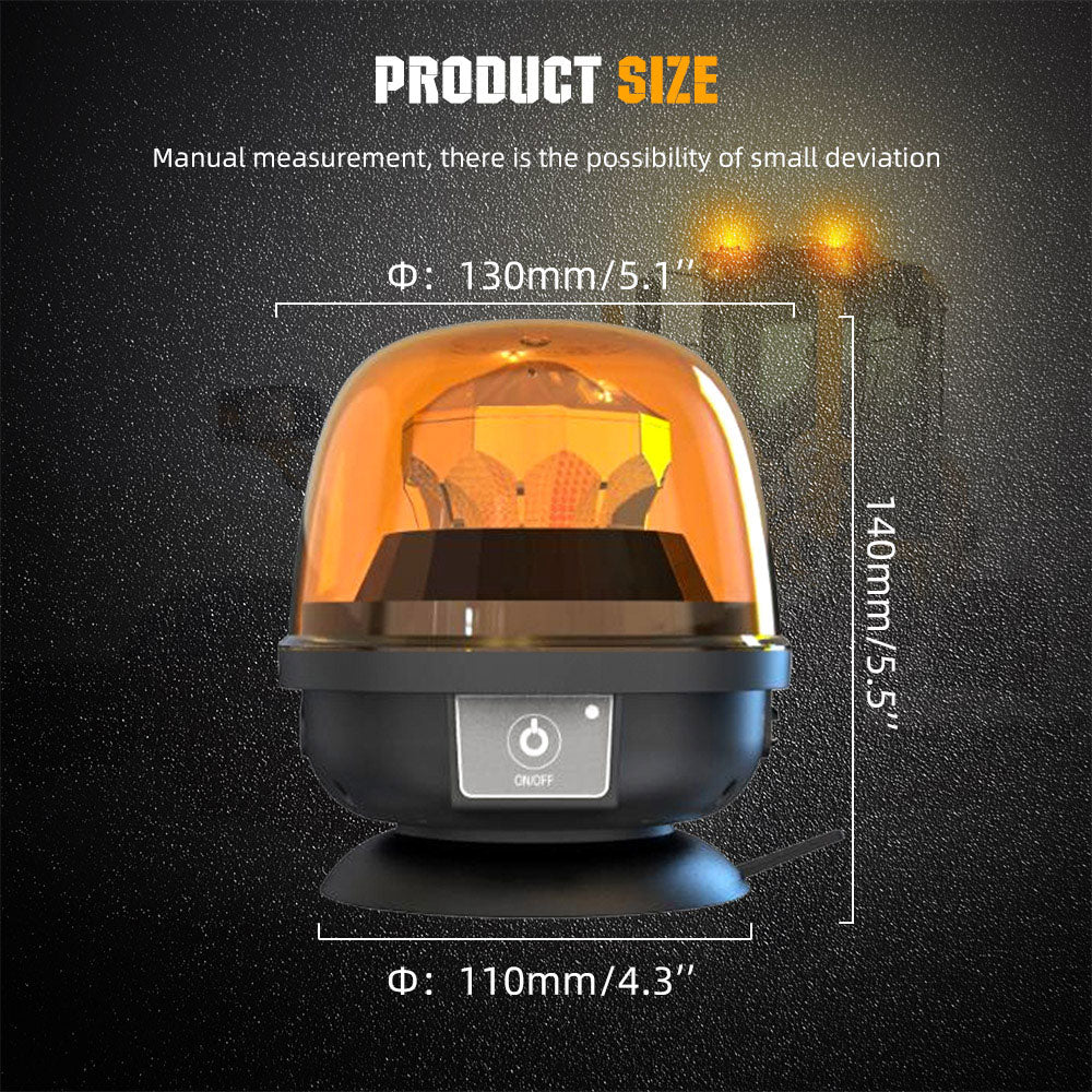 Portable Amber Flashing Beacon Light - Rechargeable Wireless, Magnetic