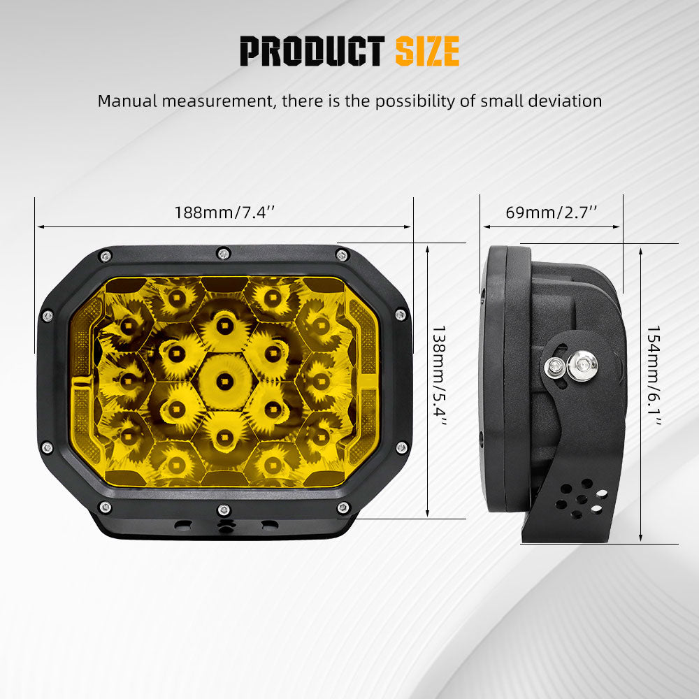 Size Details of Mars Series 5x7inch Square Led Driving Lights