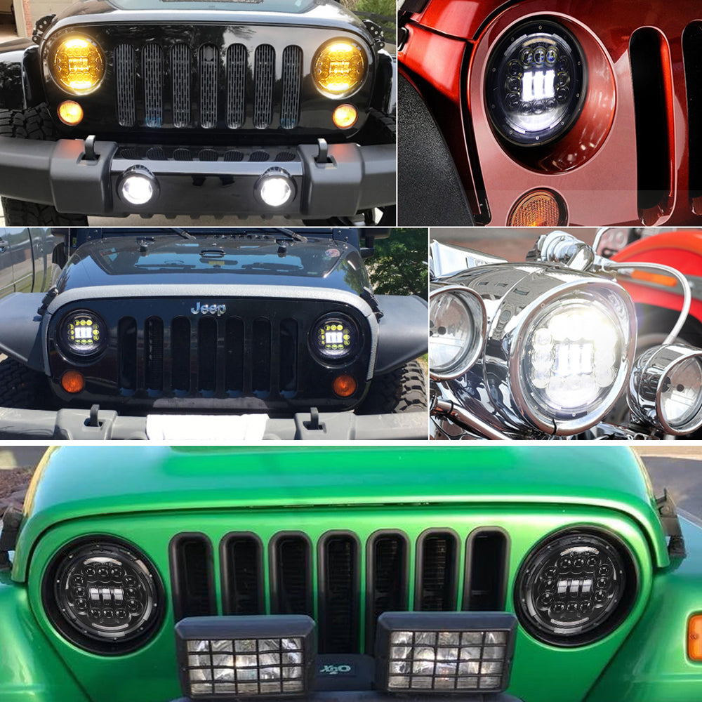 Colight 7 Inch Dual Beam White/Amber DRL Sealed LED Headlight